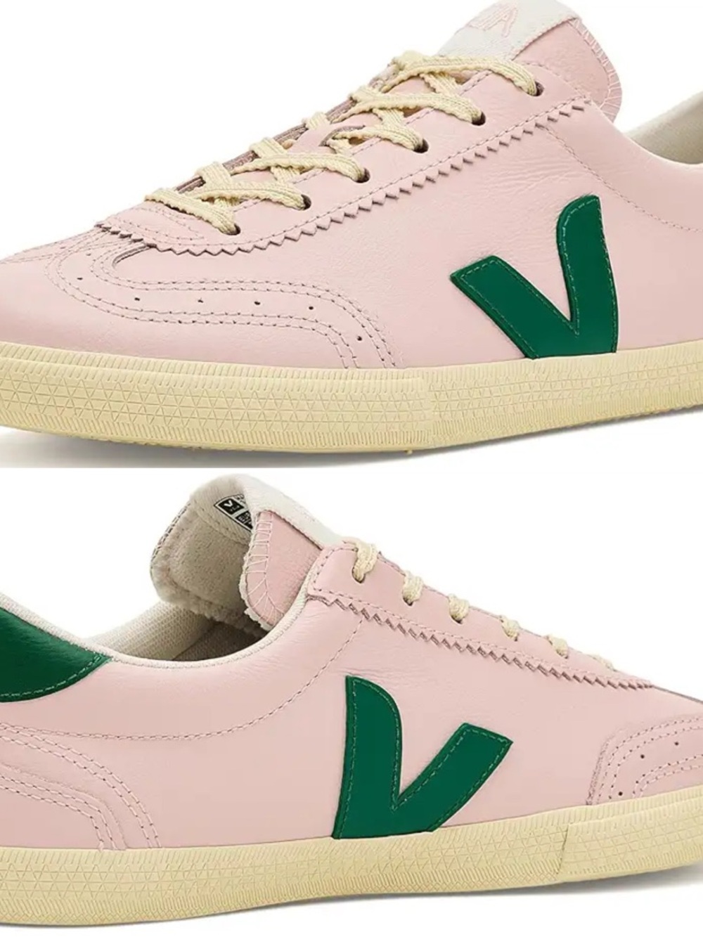 NWT - Veja Volley Leather Sneaker -Pink & Green (sz 6 / 37) - Picture 14 of 16